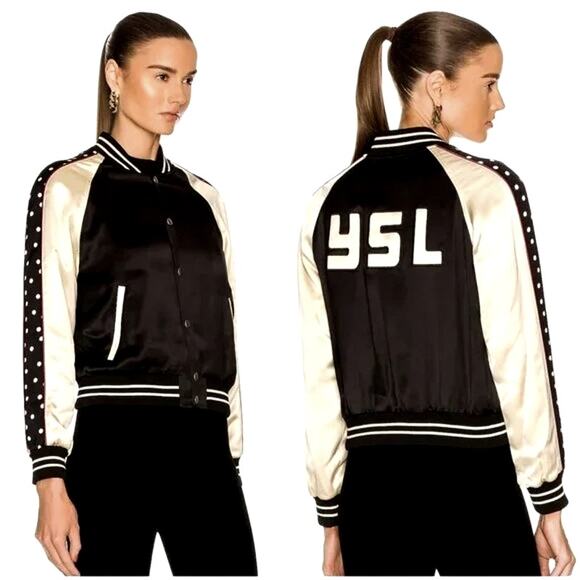 Saint Laurent Satin Teddy Jacket 'Noir' - Picture 1 of 10